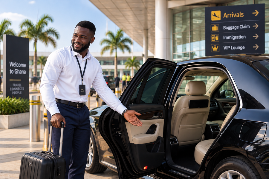 Chauffeur holding a car door open